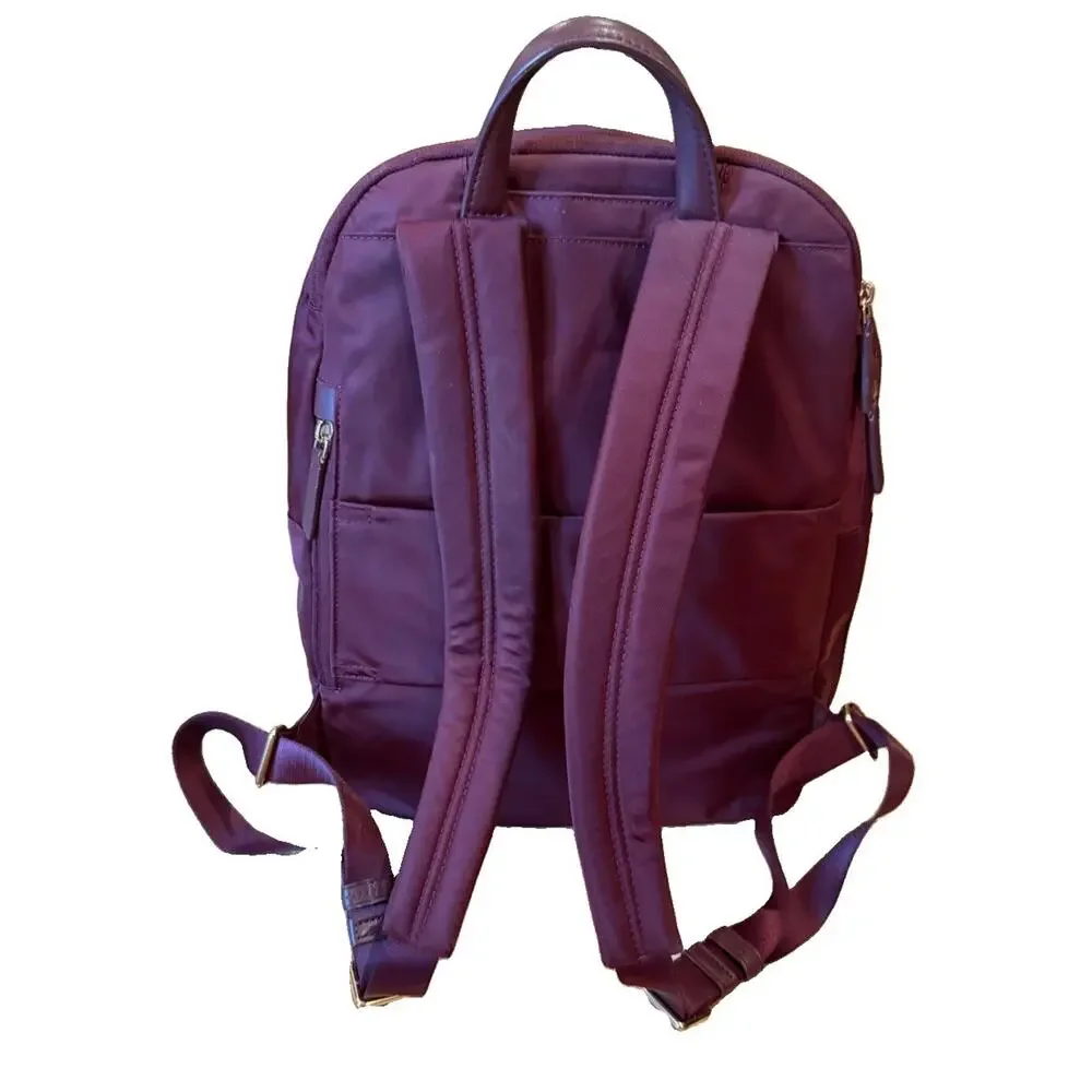TUMI Voyageur Hilden Backpack Burgundy Laptop Bag Excellent Condition